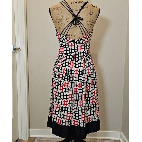 Milly Heidi Silk Red/Black Sundress Size 4 - Picture 6 of 10